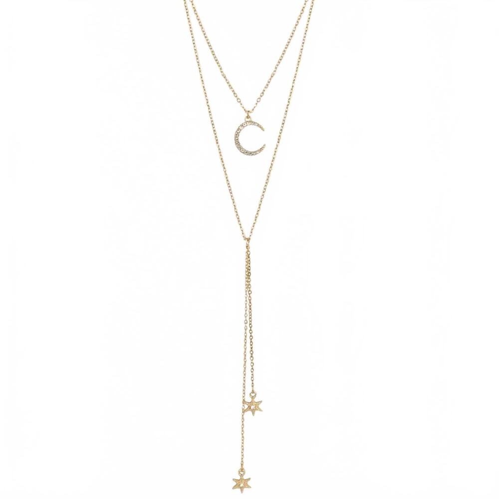 NEW ZAD women's celestial wishes moon & star y necklace in gold